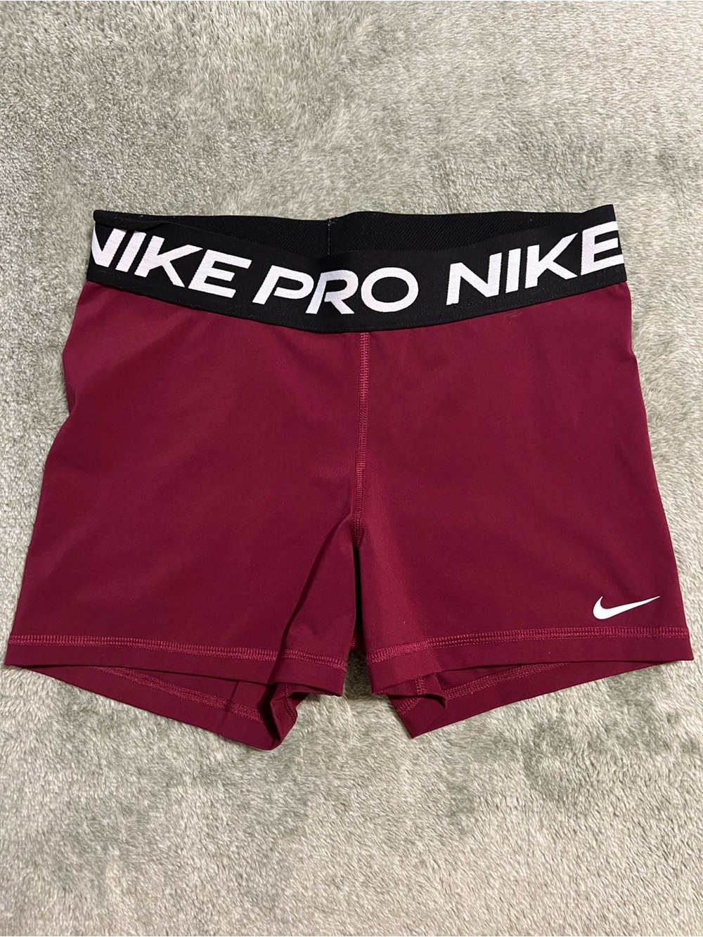 Nike Pro Burgundy Compression Shorts with Black Swoosh